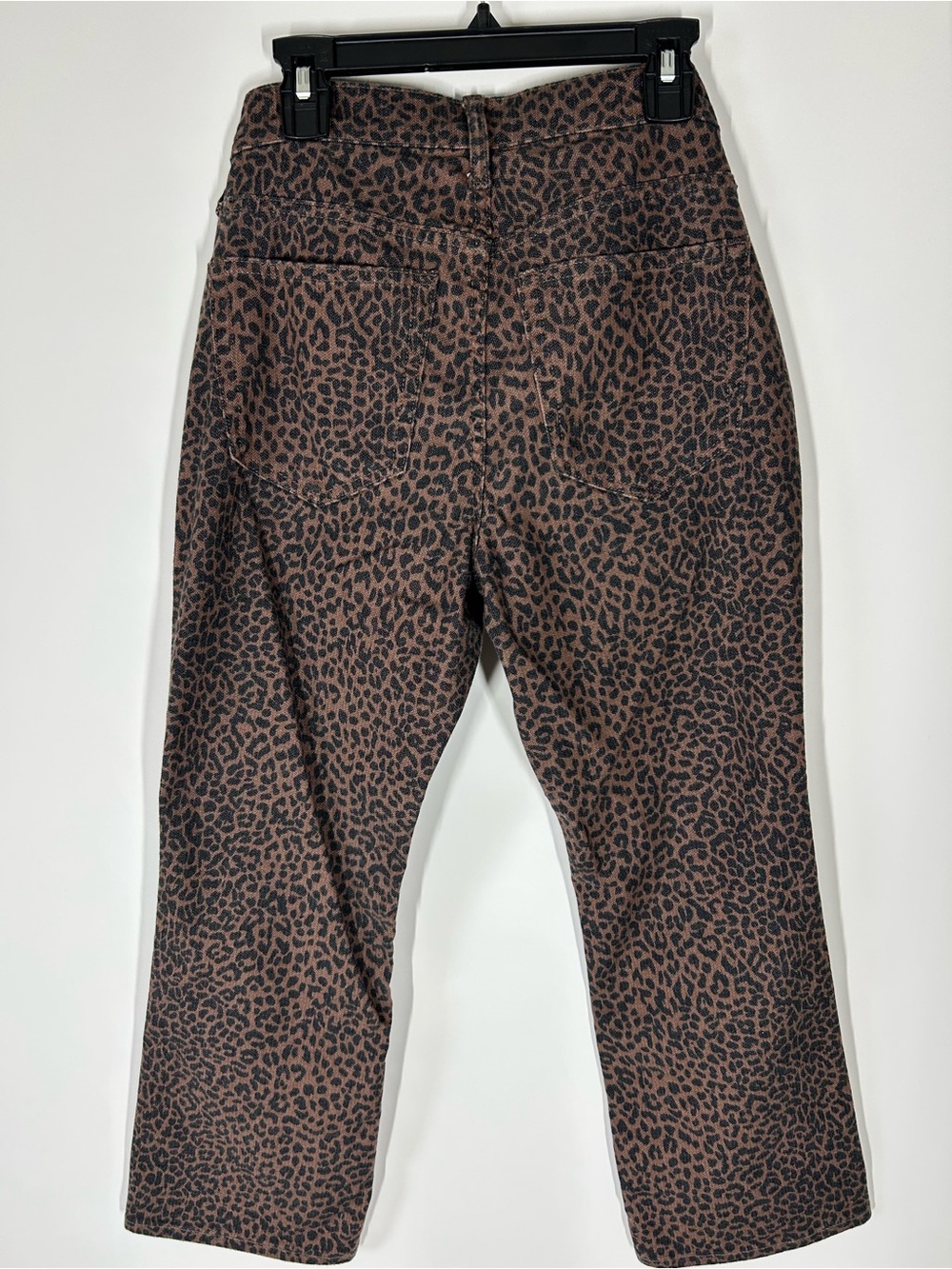 J. Crew Mid-Rise Flare Crop Pants Leopard Animal Print Size 25P Petite - Picture 3 of 5